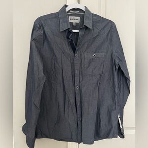 Express Men's Dark Blue Casual Shirt
